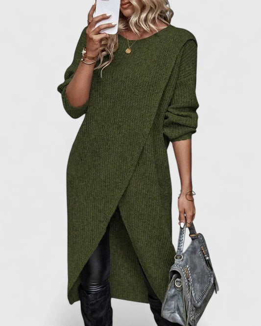 Elegant Long Sleeve Sweater Dress — Relaxed Straight Cut Fit 2