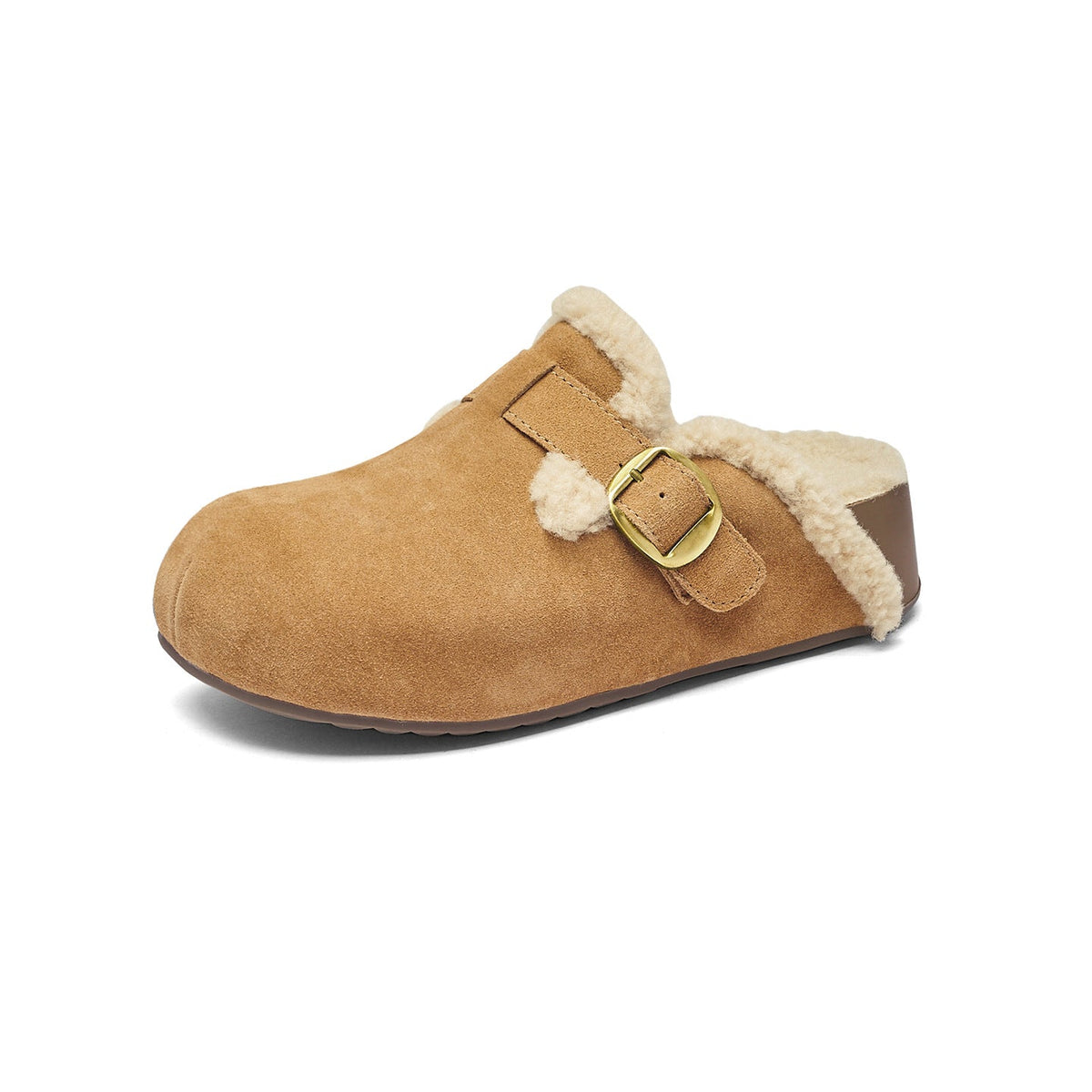 Fleece-Lined Suede Clog Mules — Closed-Toe Slip-On Slippers 4