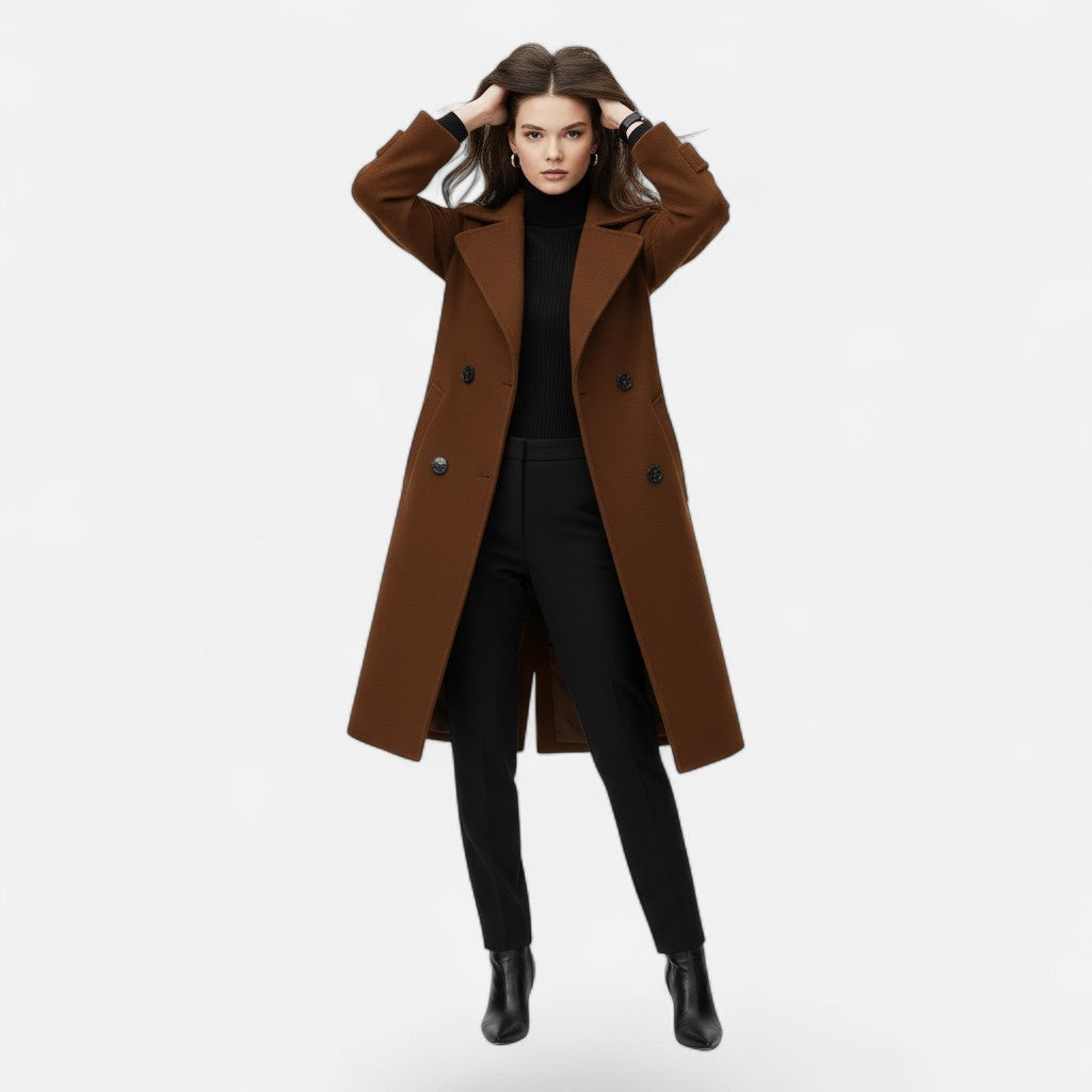 Women's Double-Breasted Cashmere-Blend Slim Coat 9