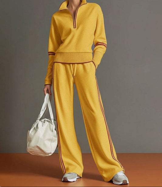 Women's Half-Zip Lounge Set – Soft Stretch Wide-Leg 2