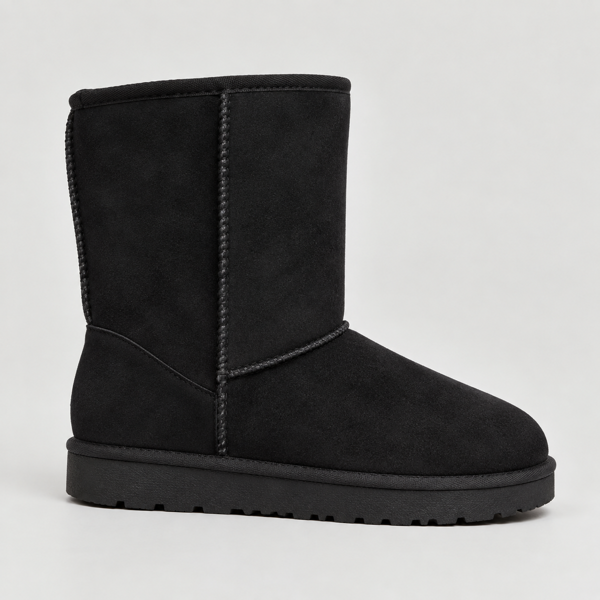 Andrea Women's Suede-Look Winter Boots — Warm Lined & Gripped Sole in Black