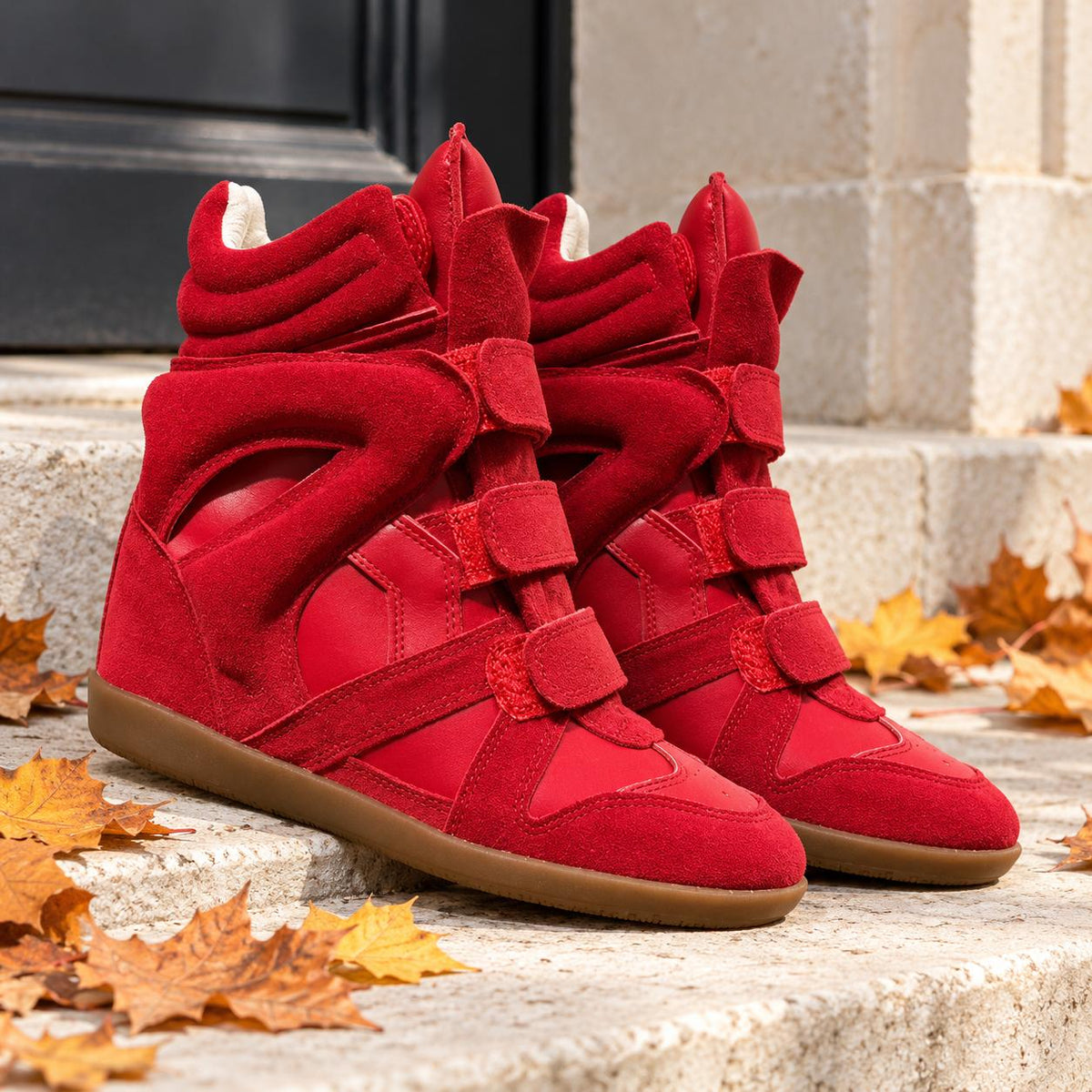 Hidden Heel High-Top Sneakers Women — Triple Velcro Platform 3
