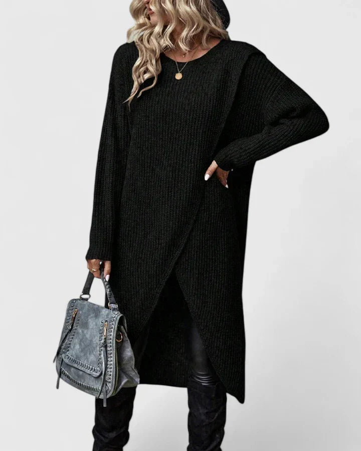 Elegant Long Sleeve Sweater Dress — Relaxed Straight Cut Fit 3
