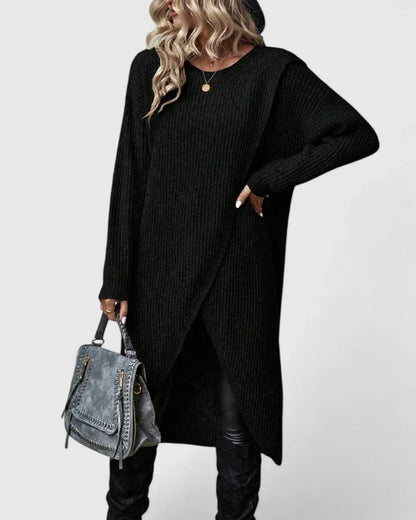 Elegant Long Sleeve Sweater Dress — Relaxed Straight Cut Fit 3