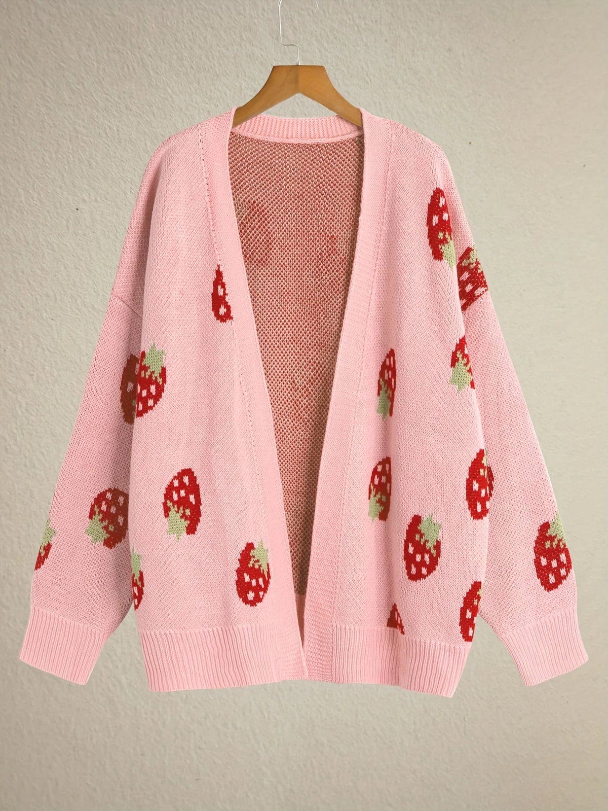 Strawberry Knit Cardigan — Oversized Button-Front Women's 6