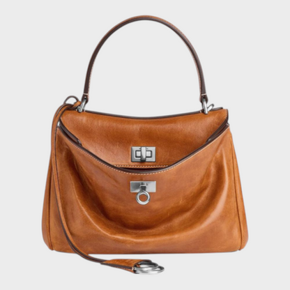 Libby Minimalist Leather Handbag — Soft Cowhide & Magnetic Flap 26
