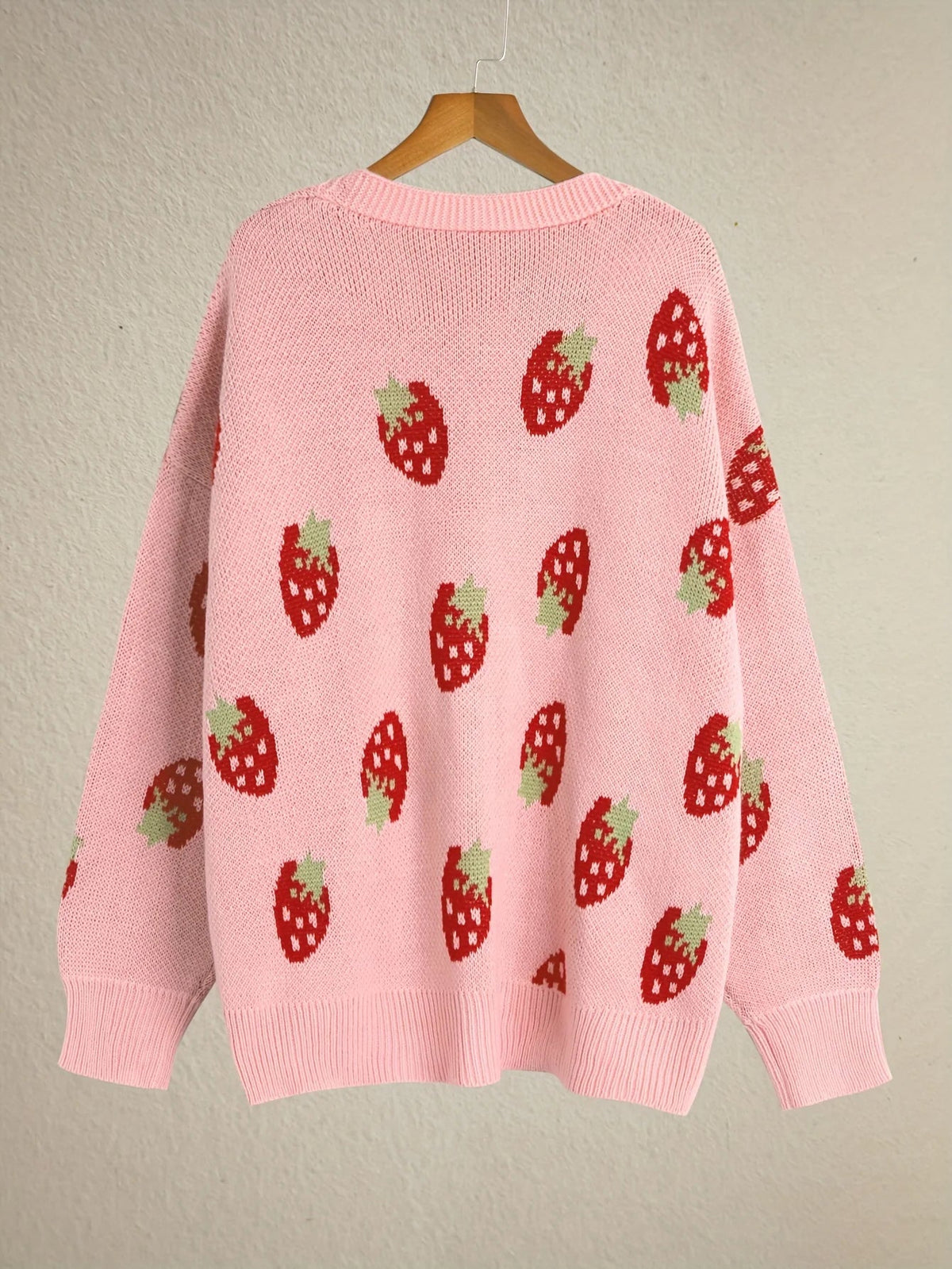 Strawberry Knit Cardigan — Oversized Button-Front Women's 7