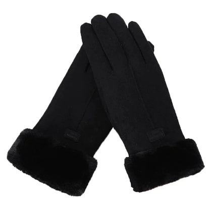 Fleece-Lined Winter Gloves in Black