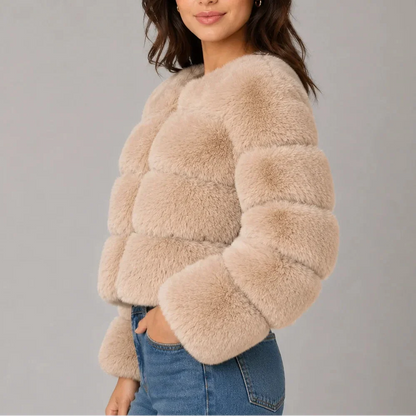 Women's Cropped Faux Fur Coat — Fluffy Round Neck Style 2