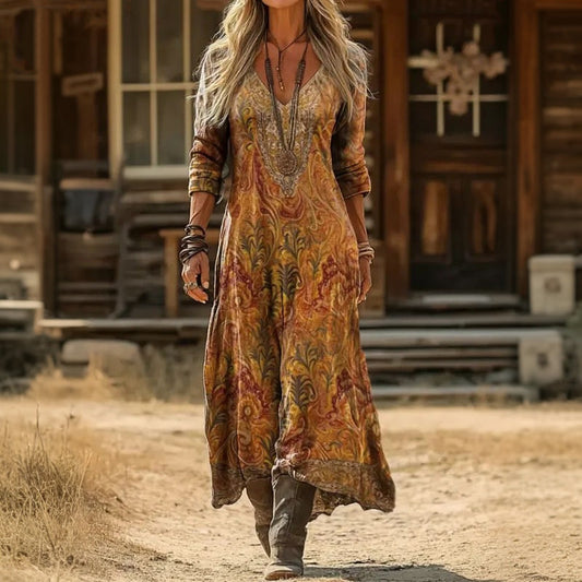 Wildflower Paisley V-Neck Midi Dress — Boho Summer Fit 1