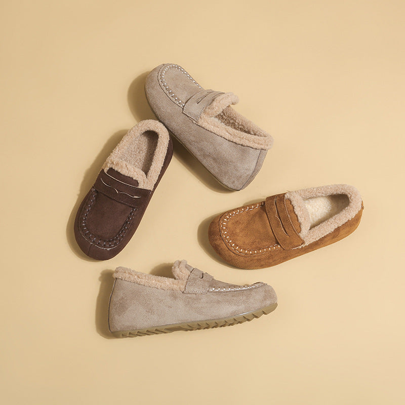 Fleece-Lined Faux Suede Loafer Mule — Women's Winter Slip-On 4