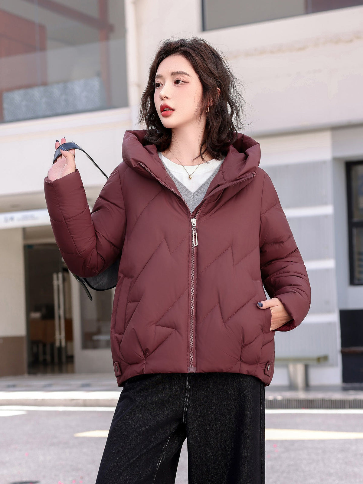 Women's Quilted Hooded Puffer Jacket — Relaxed Fit Coat 2