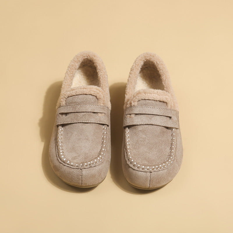 Fleece-Lined Faux Suede Loafer Mule — Women's Winter Slip-On 7