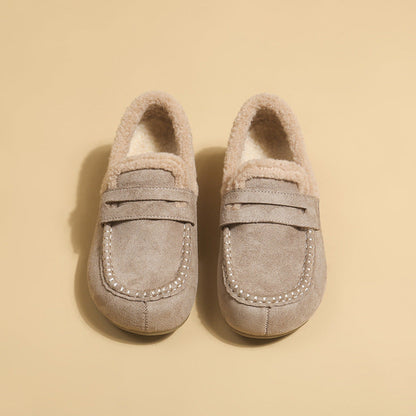 Fleece-Lined Faux Suede Loafer Mule — Women's Winter Slip-On 7