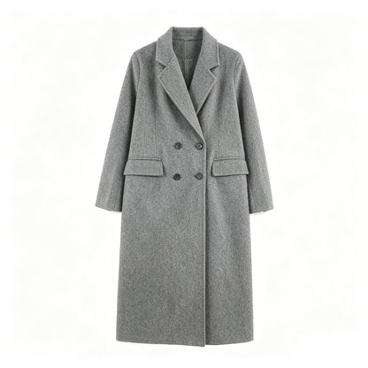 Double-Breasted Long Coat — Relaxed Fit Lapel Collar 6