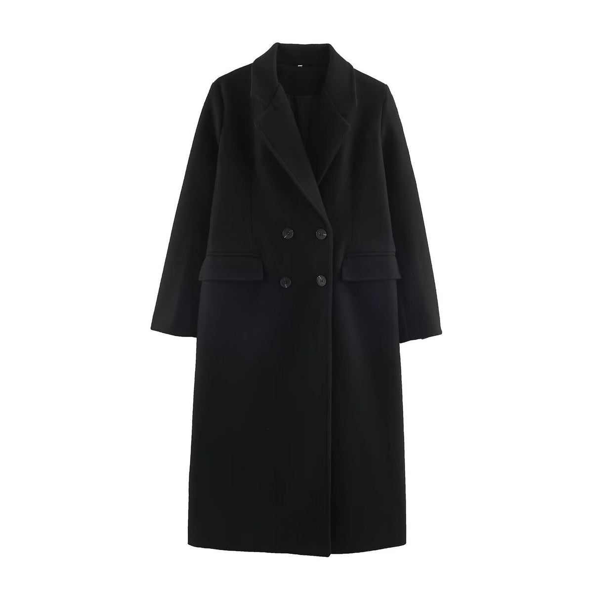 Double-Breasted Long Coat — Relaxed Fit Lapel Collar 7