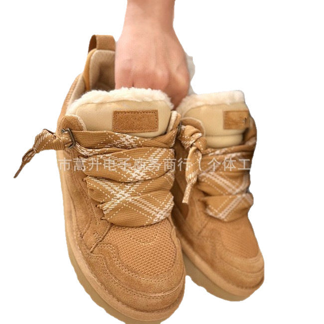 Lace-Up Snow Boots — Plush Lined Suede-Look Winter 5