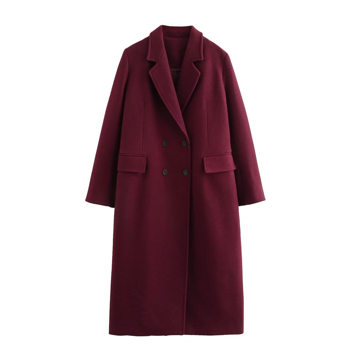 Double-Breasted Long Coat — Relaxed Fit Lapel Collar 3