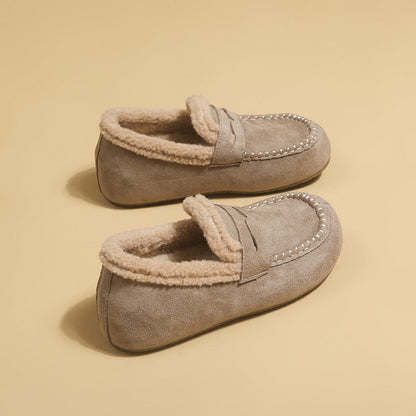 Fleece-Lined Faux Suede Loafer Mule — Women's Winter Slip-On 3