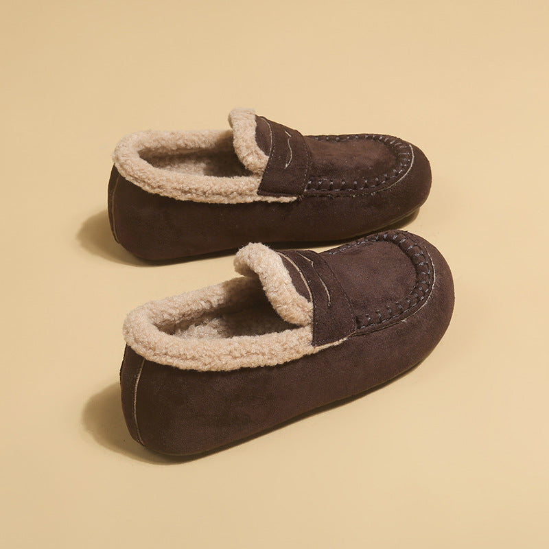 Fleece-Lined Faux Suede Loafer Mule — Women's Winter Slip-On 2