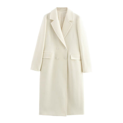 Double-Breasted Long Coat — Relaxed Fit Lapel Collar 2