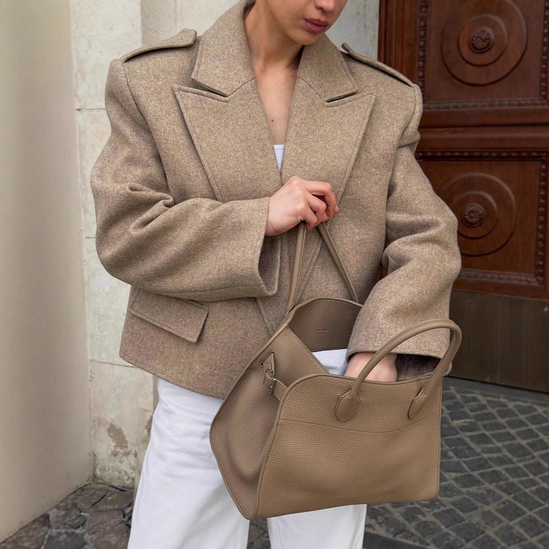 Boucle Tweed Blazer — Padded Shoulders & Relaxed Fit 1