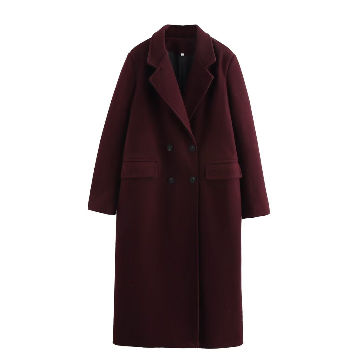 Double-Breasted Long Coat — Relaxed Fit Lapel Collar 4