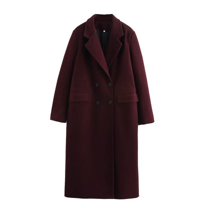 Double-Breasted Long Coat — Relaxed Fit Lapel Collar 4