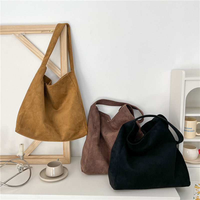 Large Suede-Look Tote Bag with Magnetic Closure & Interior Pockets – view 4