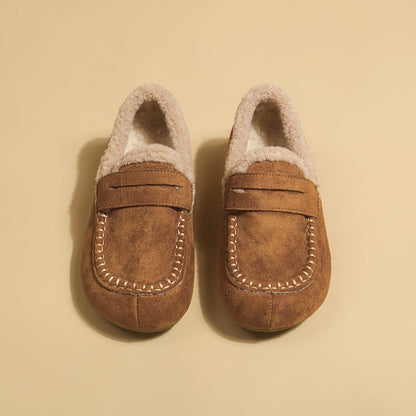 Fleece-Lined Faux Suede Loafer Mule — Women's Winter Slip-On 8