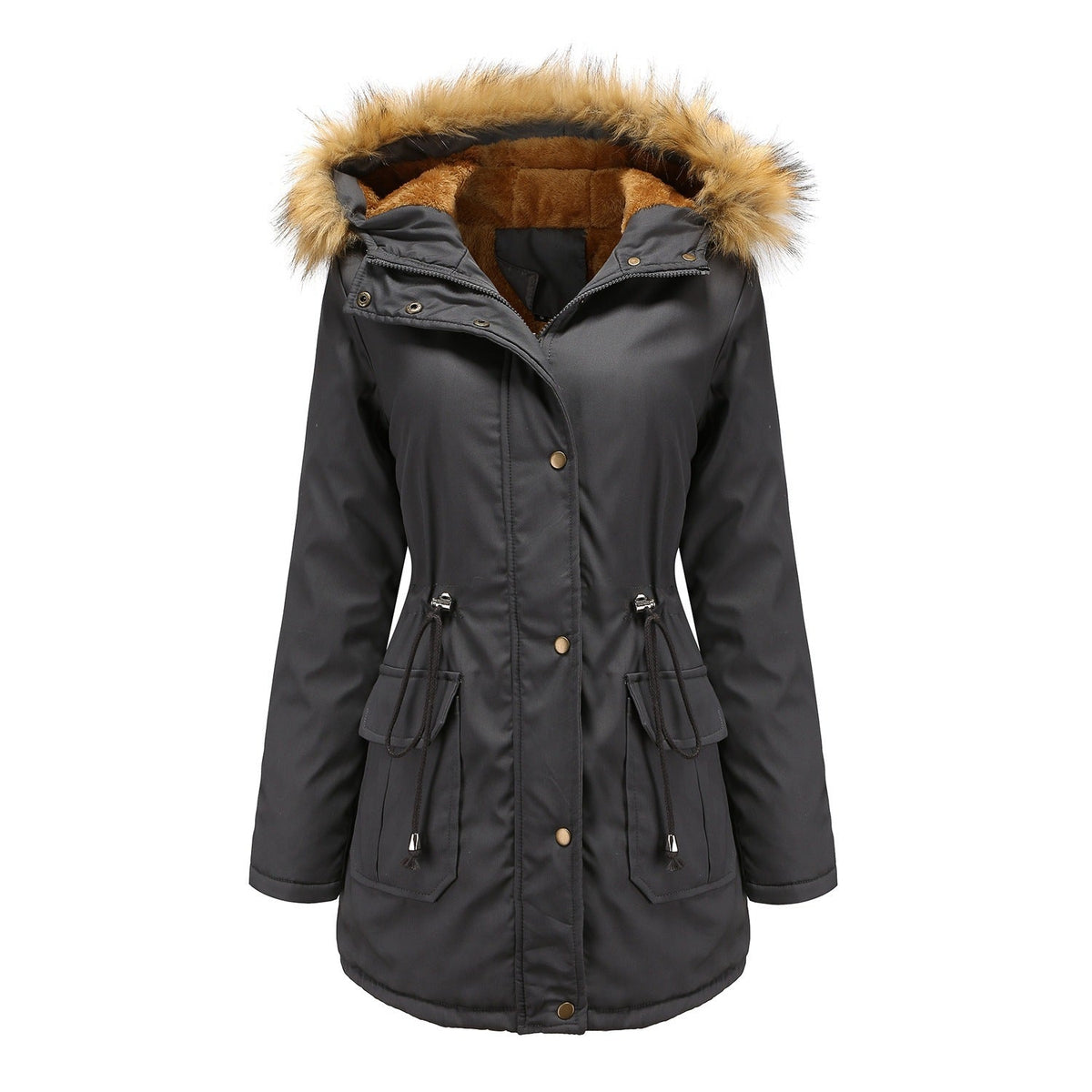 Fleece-Lined Hooded Puffer Jacket — Faux Fur Collar Women 13