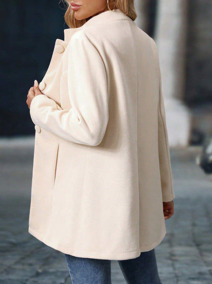 Women's Stand Collar Long Coat with Side Pockets 2