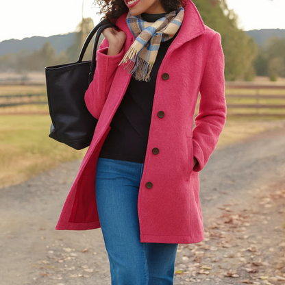 Women's Tailored Wool Coat — Notch Collar Button Front 10