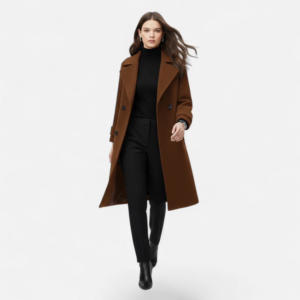 Women's Double-Breasted Cashmere-Blend Slim Coat 8