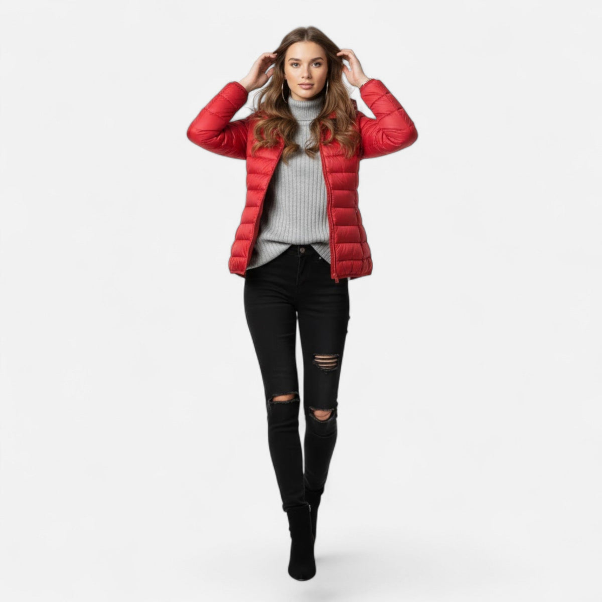 Women's Lightweight Down-Filled Plus Size Hooded Coat 9