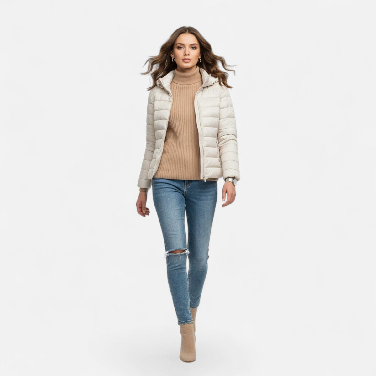 Women's Lightweight Down-Filled Plus Size Hooded Coat 11