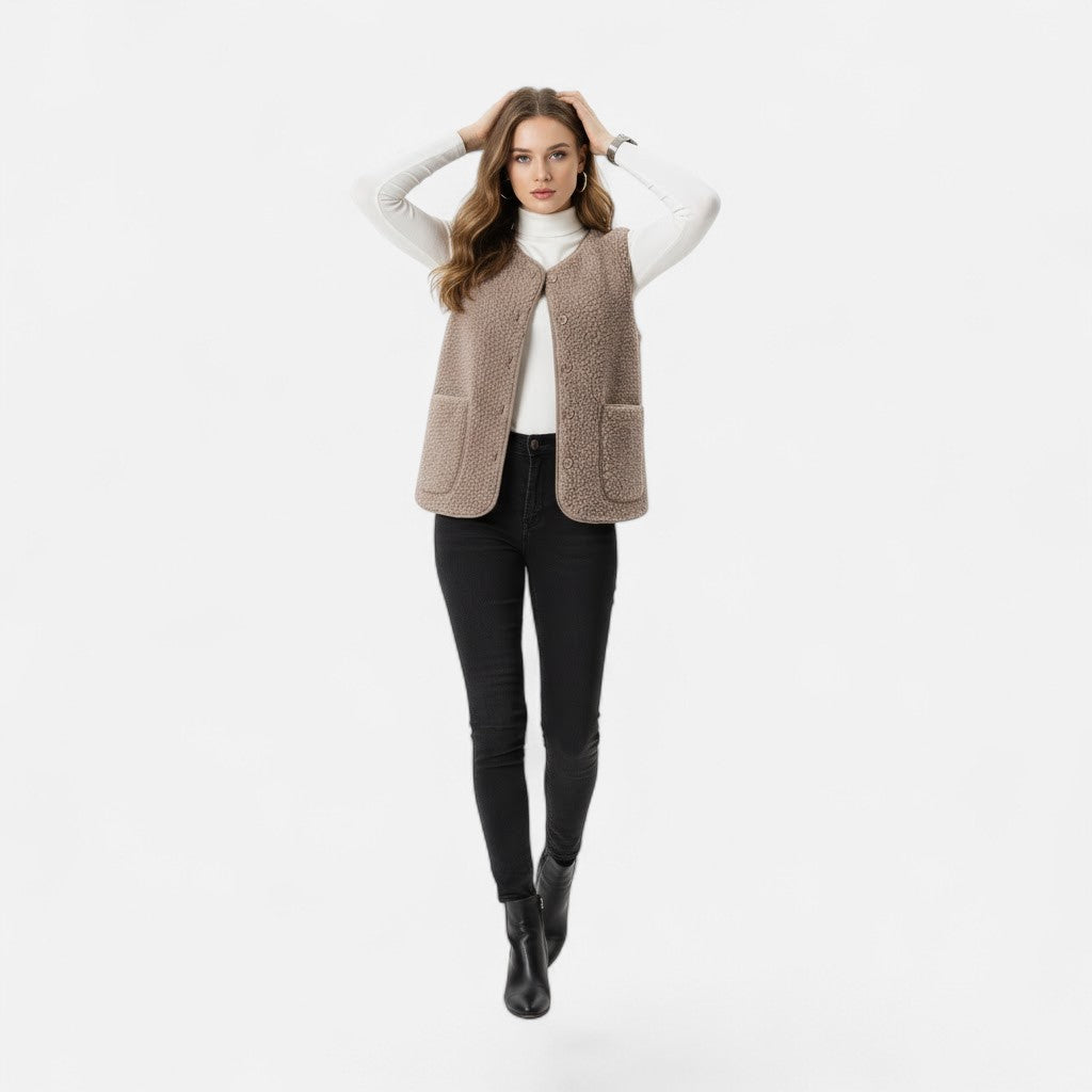 Women's Plush Cashmere-Blend Knit Vest — Sleeveless Layer 8