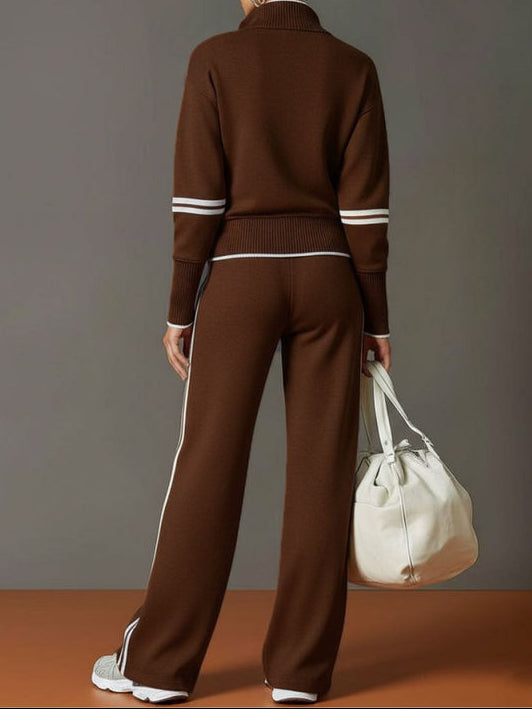 Women's Half-Zip Lounge Set – Soft Stretch Wide-Leg 7