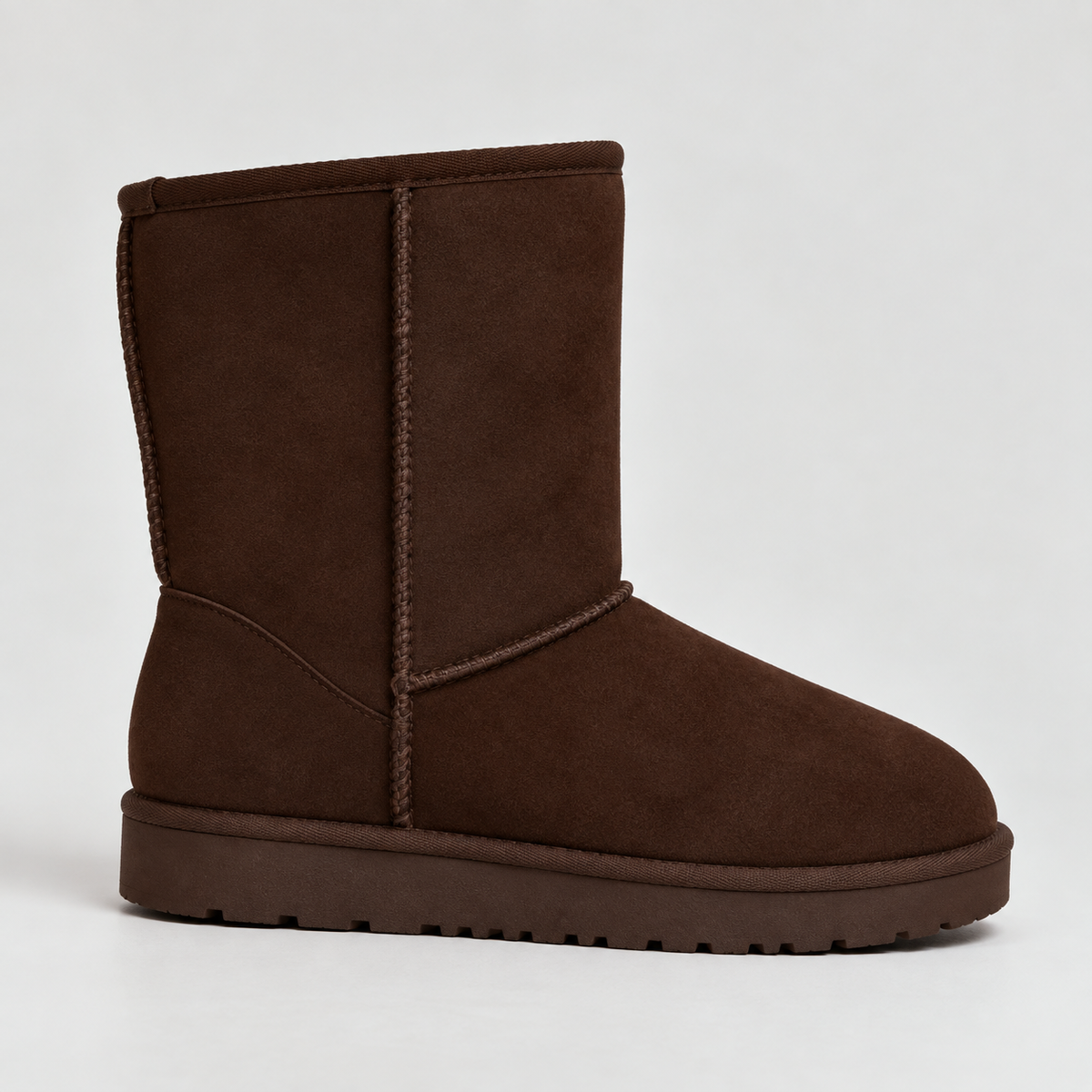 Andrea Women's Suede-Look Winter Boots — Warm Lined & Gripped Sole in Brown