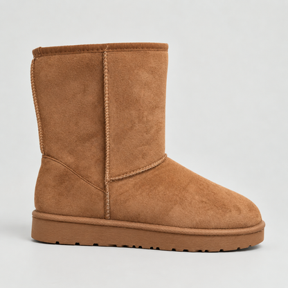 Andrea Women's Suede-Look Winter Boots — Warm Lined & Gripped Sole in Camel
