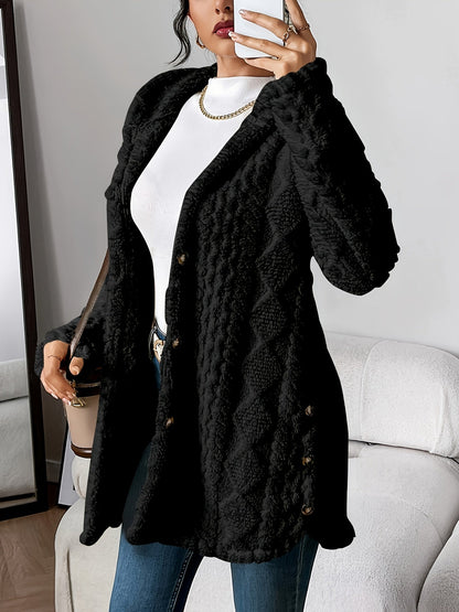 Women's Longline Textured Knit Cardigan — Button-Front 8