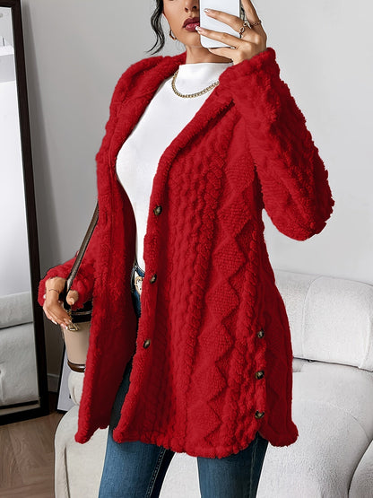 Women's Longline Textured Knit Cardigan — Button-Front 10