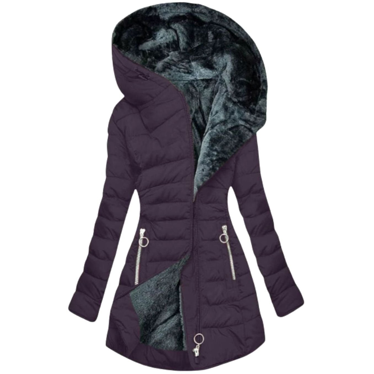 Women's Long Puffer Jacket — Waterproof Faux Fur Lining 11