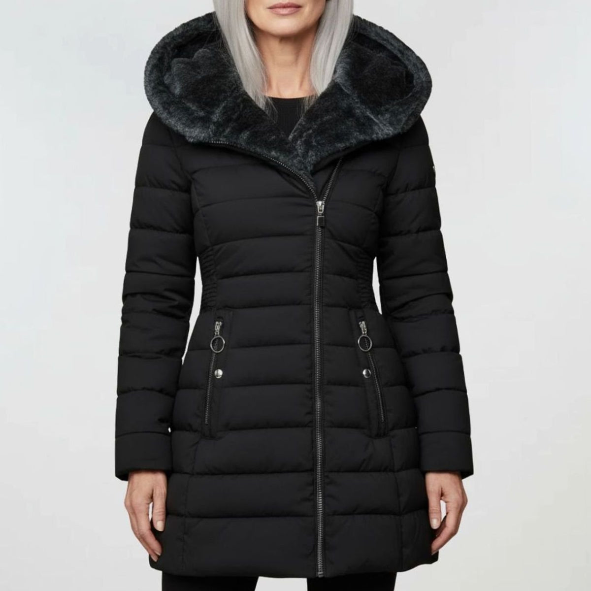 Women's Long Puffer Jacket — Waterproof Faux Fur Lining 3
