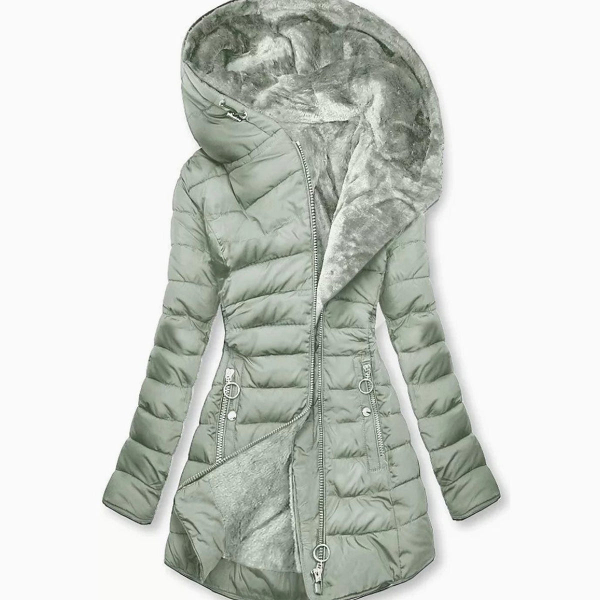 Women's Long Puffer Jacket — Waterproof Faux Fur Lining 6