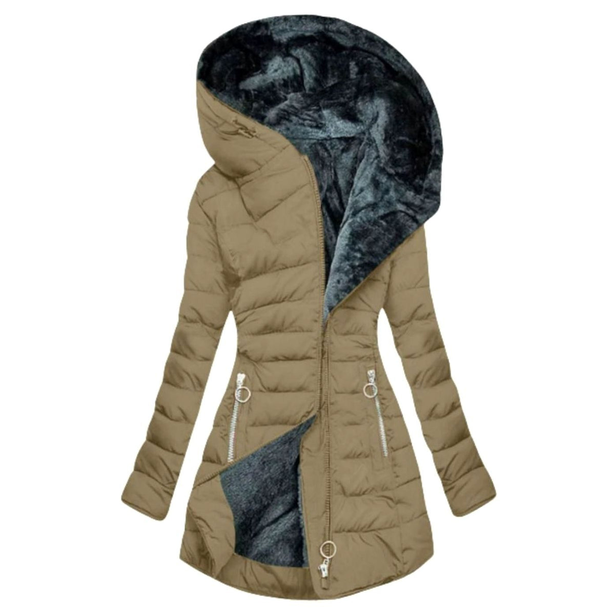 Women's Long Puffer Jacket — Waterproof Faux Fur Lining 8