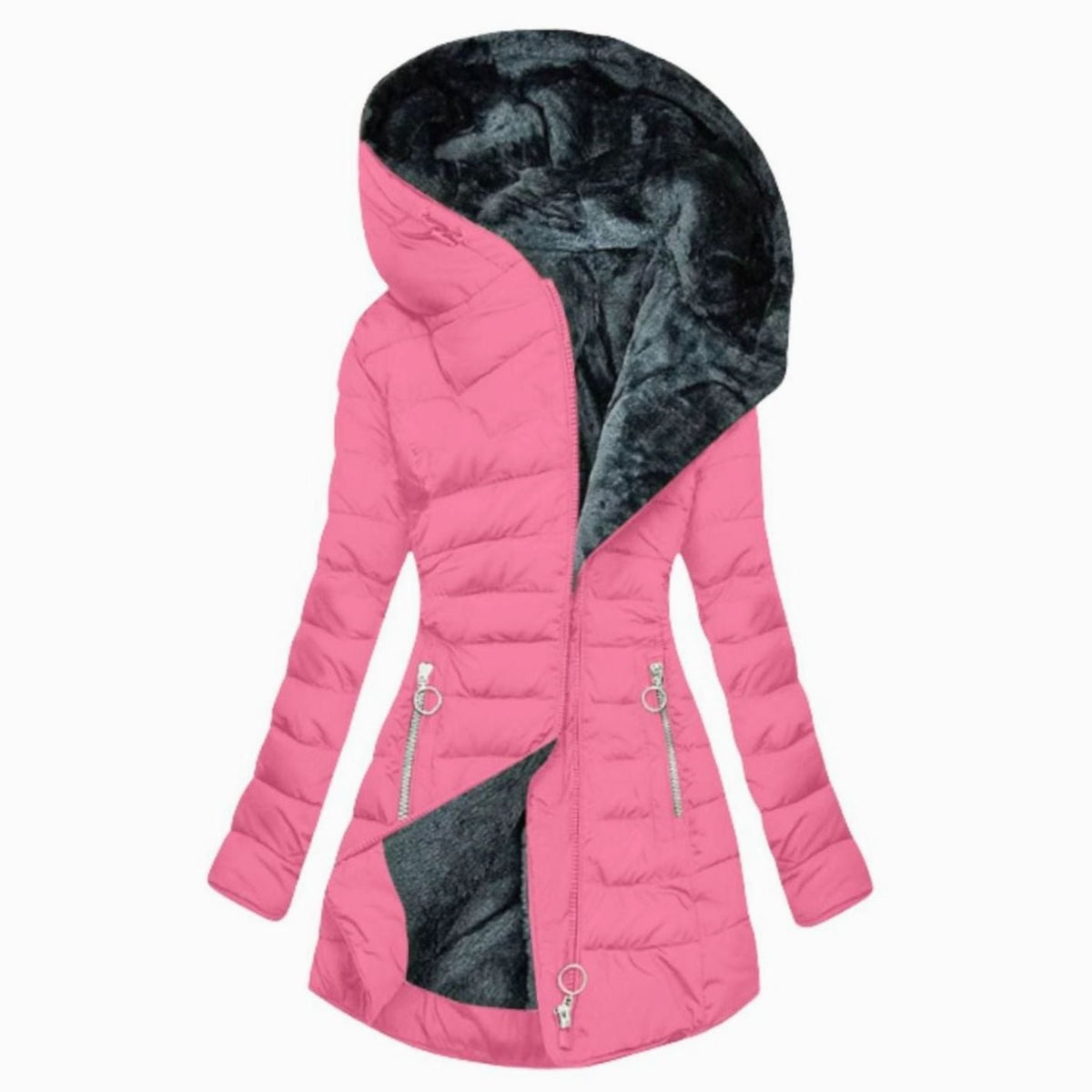 Women's Long Puffer Jacket — Waterproof Faux Fur Lining 9