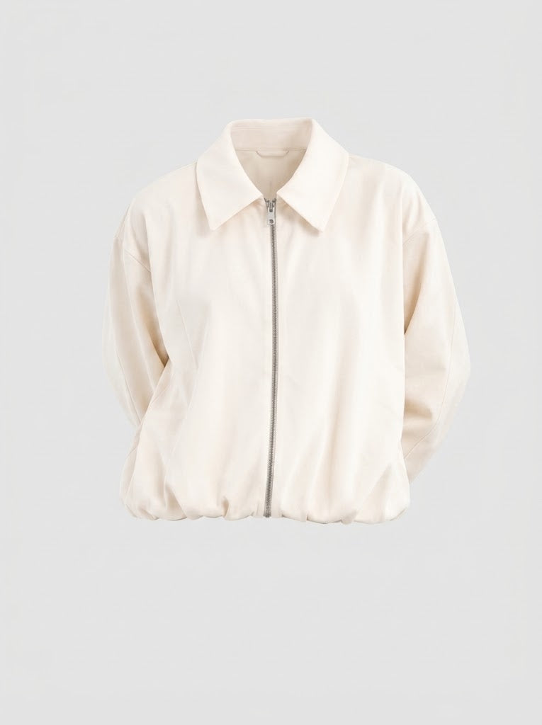 Women's Velvet Bomber Jacket — Collar & Full Zip 2