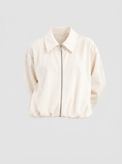 Women's Velvet Bomber Jacket — Collar & Full Zip 2