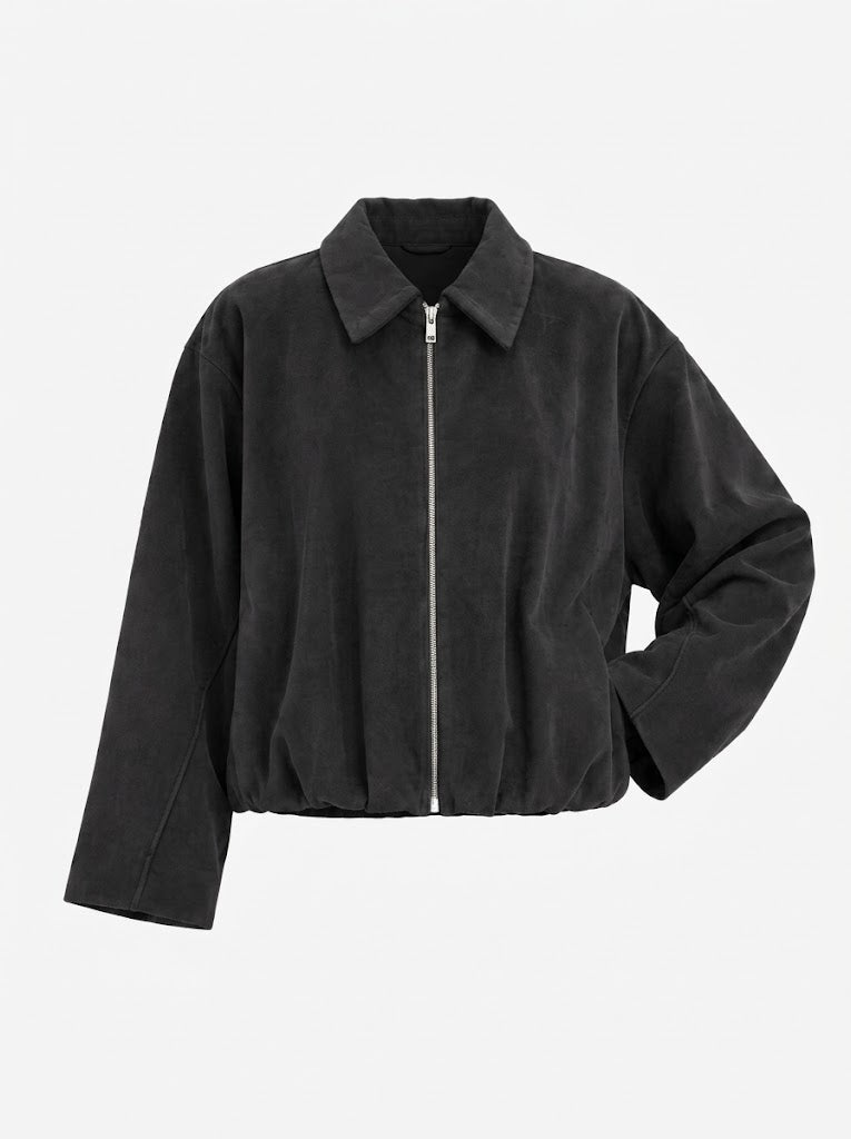Women's Velvet Bomber Jacket — Collar & Full Zip 3